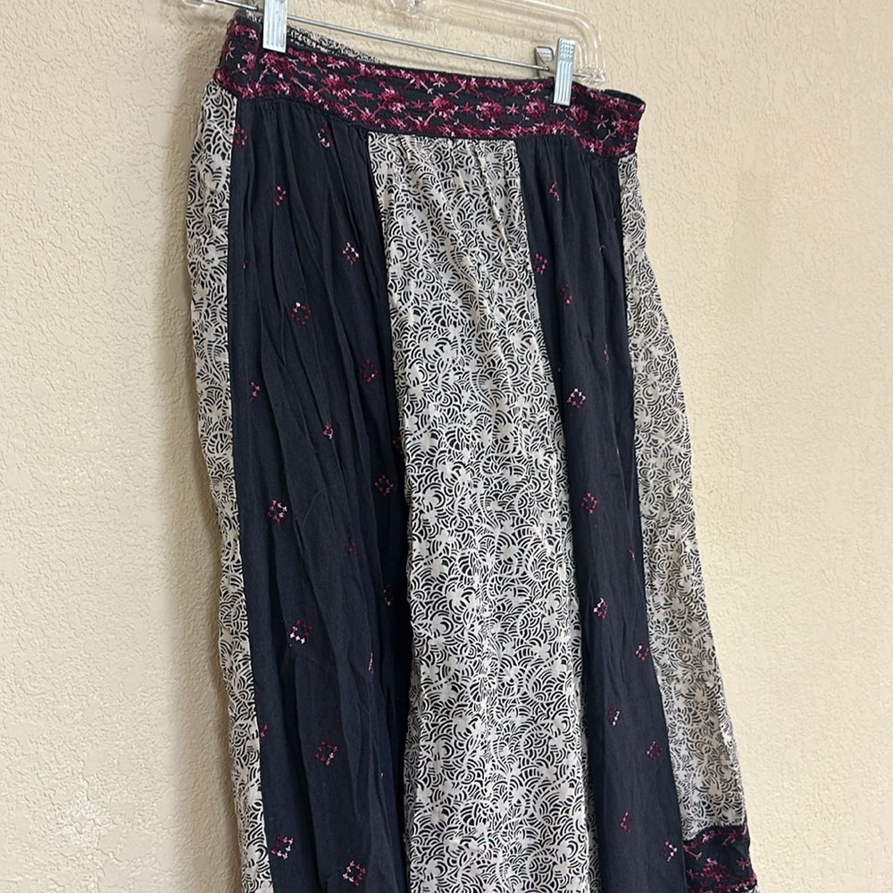 Free People Black and Cream Patchwork Maxi Skirt - Picture 5 of 6